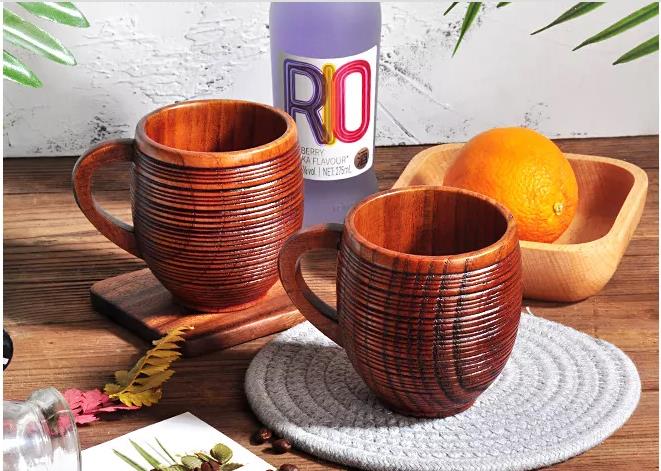 Solid Wood Coffee Mug w Spoon